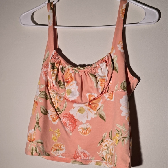 Forever 21 Peach Floral Crop Top - Picture 1 of 3